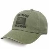 Vietnam Vet Hat With US Flag Embroidered Green