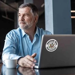 Round Vietnam Era Veteran White Decal Sticker With Eagle Seal Quantity Of (2) -Bruce Store 41aBbQe3iSL