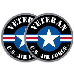 US Air Force Veteran Roundel And Star Circle Bumper Sticker - Officially Licensed Quantity Of (2)