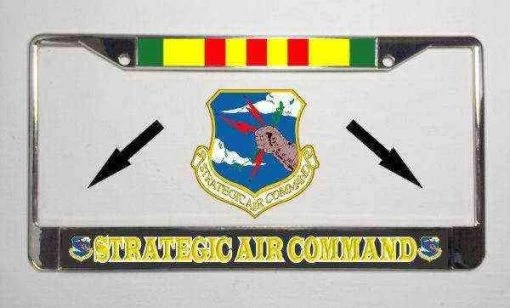 Air Force S. A. C With Vietnam Ribbon Metal License Plate Frame Licensed Military Apparel Patriotic Products Gifts For Veterans Families And Retired VetFriends.com -Bruce Store 41dWiP2Tj8L