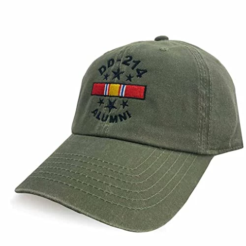 VetFriends.com US Veteran Hat DD-214 And National Service Ribbon Vintage OD Embroidered With Stars Multi 1 VetFriends.com US Veteran Hat DD-214 And National Service Ribbon Vintage OD Embroidered With Stars Multi