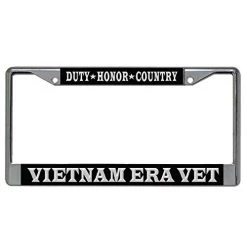 Vietnam Era Veteran Duty-Honor-Country Metal License Plate Frame (Chrome)