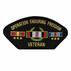 Operation Enduring Freedom Patch With 3 Service Ribbons Licensed Military Apparel Patriotic Products Gifts For Veterans Families And Retired VetFriends.com