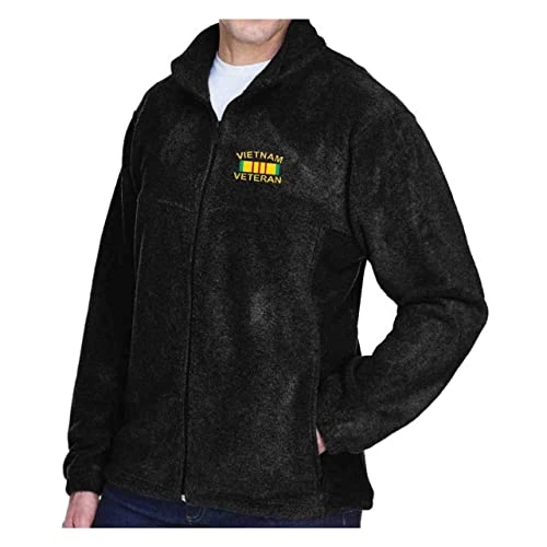 VetFriends.com Vietnam Veteran Fleece Embroidered Jacket For Men Black Full-zip With Pockets 2 VetFriends.com Vietnam Veteran Fleece Embroidered Jacket For Men Black Full-zip With Pockets - Image 2