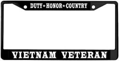 Vietnam Veteran Duty-Honor-Country Metal License Plate Frame (Black)
