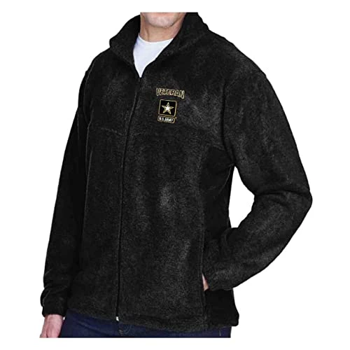 VetFriends.com US Army Veteran Fleece Jacket Star Logo Black Full Zip 2 VetFriends.com US Army Veteran Fleece Jacket Star Logo Black Full Zip - Image 2