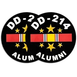 US Veteran Sticker With DD-214 Alumni And National Service Ribbon Military Humor Decal VetFriends.com (Quantity Of 2)