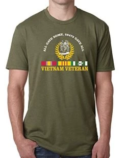 VetFriends.com Vietnam Veteran T Shirt All Gave Some 58,479 Gave All With Three Soldiers Statue & Service Ribbon