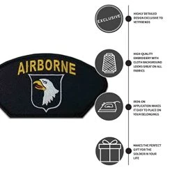 Army Patch With Airborne Logo Licensed Military Apparel Patriotic Products Gifts For Veterans Families And Retired VetFriends.com -Bruce Store 41raduuFy1L