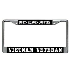 Vietnam Veteran Duty-Honor-Country Metal License Plate Frame (Chrome)