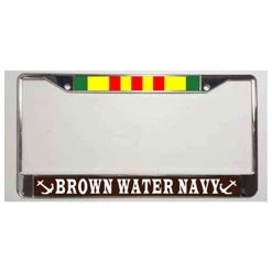 Vietnam Brown Water Navy Metal License Plate Frame Licensed Military Apparel Patriotic Products Gifts For Veterans Families And Retired VetFriends.com