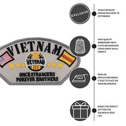 Vietnam Veteran Patch With Once Strangers Forever Brothers - Gray Patch/Black Text Licensed Military Apparel Patriotic Products Gifts For Veterans Families And Retired VetFriends.com -Bruce Store 41vJJtaXVuL