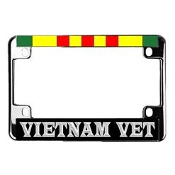 Vietnam Veteran Service Ribbon Chrome Motorcycle License Plate Frame