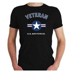 US Air Force Veteran T-Shirt USAF Roundel Black Short Sleeve Shirt