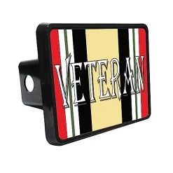 Veteran + Iraq Campaign Ribbon Tow Hitch Cover Licensed Military Apparel Patriotic Products Gifts For Veterans Families And Retired VetFriends.com