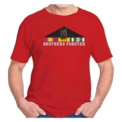 VetFriends.com Vietnam Memorial Brothers Forever Short Sleeve T-Shirt With Service Ribbon And Three Soldiers Statue -Bruce Store 41y8oM8c0fL