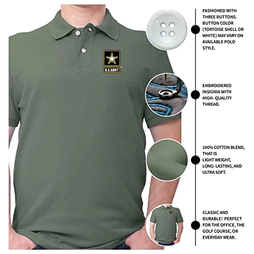 VetFriends.com US Army Polo Shirt Embroidered Short Sleeve Three Button Polo Shirt 4 VetFriends.com US Army Polo Shirt Embroidered Short Sleeve Three Button Polo Shirt - Image 4