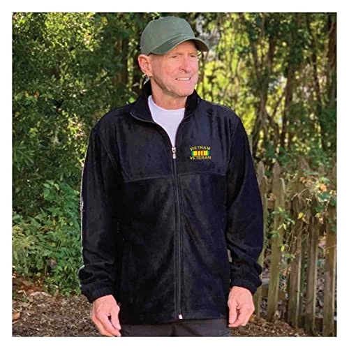VetFriends.com Vietnam Veteran Fleece Embroidered Jacket For Men Black Full-zip With Pockets 6 VetFriends.com Vietnam Veteran Fleece Embroidered Jacket For Men Black Full-zip With Pockets - Image 6