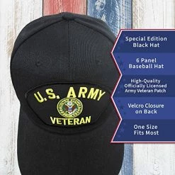 VetFriends.com US Army Official Licensed Premium Quality Veteran Hat With Embroidered Eagle Crest Patch| Army Vet Gift Military Army Baseball Cap -Bruce Store 514HtGAFzGL