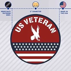 US Veteran Red, White, And BlueCircle Decal Sticker With Bald Eagle And American Flag Graphic Quantity Of (2) -Bruce Store 514yLwqplSL