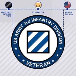 Army Veteran Circle Decal Sticker With 3rd Infantry Division Graphic Quantity Of (2) -Bruce Store 5156LXf3wvL