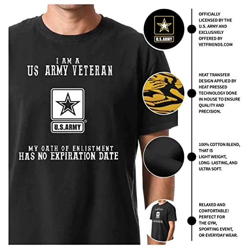 VetFriends.com US Army Veteran Shirt Black Short Sleeve With Star Logo And Oath Of Enlistment Graphic 3 VetFriends.com US Army Veteran Shirt Black Short Sleeve With Star Logo And Oath Of Enlistment Graphic - Image 3