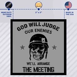 "God Will Judge Our Enemies, We'll Arrange The Meeting" Decal Sticker Quantity Of (2) 9 "God Will Judge Our Enemies, We'll Arrange The Meeting" Decal Sticker Quantity Of (2) -Bruce Store 516Kbx90c2L