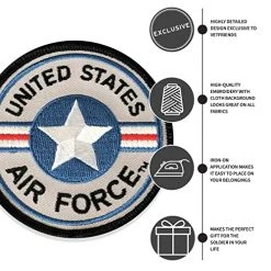 USAF Round Patch With Air Force Roundel Logo Licensed Military Apparel Patriotic Products Gifts For Veterans Families And Retired VetFriends.com -Bruce Store 516xc9FXJpL