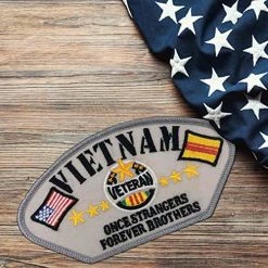 Vietnam Veteran Patch With Once Strangers Forever Brothers - Gray Patch/Black Text Licensed Military Apparel Patriotic Products Gifts For Veterans Families And Retired VetFriends.com -Bruce Store 5186rojLhCL