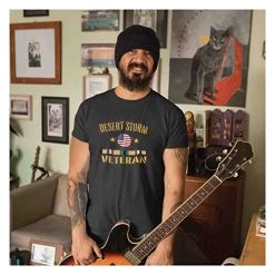 Desert Storm Veteran Black T-Shirt With American Flag And Service Ribbon Graphic 9 Desert Storm Veteran Black T-Shirt With American Flag And Service Ribbon Graphic -Bruce Store 518ADF0tm2L 5