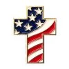 American Flag Christian Cross Lapel Pin - Gift - Hat Pin