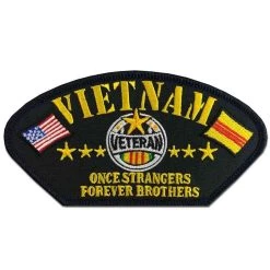 Vietnam Veteran Patch With Once Strangers Forever Brothers Text Licensed Military Apparel Patriotic Products Gifts For Veterans Families And Retired VetFriends.com