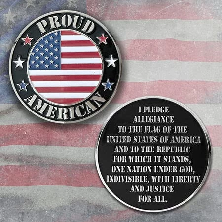 Proud American Challenge Coin With Flag Graphic And Pledge Of Allegiance 2 Proud American Challenge Coin With Flag Graphic And Pledge Of Allegiance - Image 2