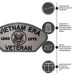 Vietnam Era Veteran Patch With Eagle Emblem Graphic - Gray Patch Black Text Licensed Military Apparel Patriotic Products Gifts For Veterans Families And Retired VetFriends.com -Bruce Store 51CC7uNjjhL