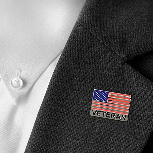 American Flag Veteran Lapel Pin Silver Red White Blue 2 American Flag Veteran Lapel Pin Silver Red White Blue - Image 2