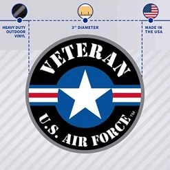 US Air Force Veteran Roundel And Star Circle Bumper Sticker - Officially Licensed Quantity Of (2) -Bruce Store 51G4TpqErQL