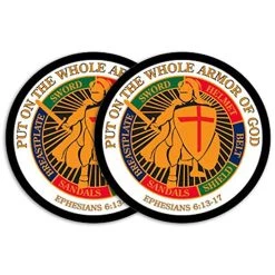 Armor Of God Christian US Veteran Circle Decal Sticker Quantity Of (2)