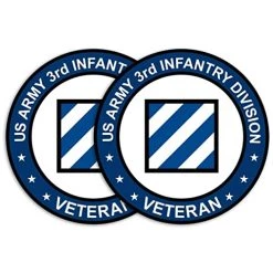 Army Veteran Circle Decal Sticker With 3rd Infantry Division Graphic Quantity Of (2)