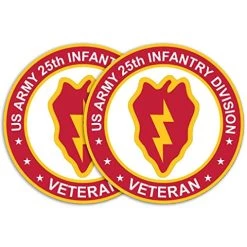 Army Veteran Circle Decal Sticker With 25th Infantry Division Graphic Quantity Of (2)