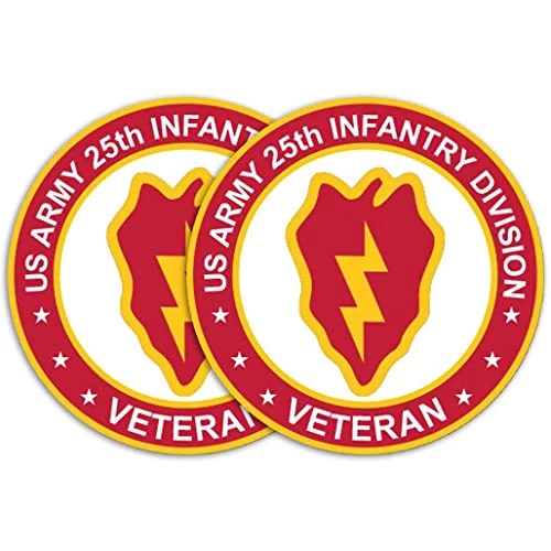 Army Veteran Circle Decal Sticker With 25th Infantry Division Graphic Quantity Of (2) 1 Army Veteran Circle Decal Sticker With 25th Infantry Division Graphic Quantity Of (2)