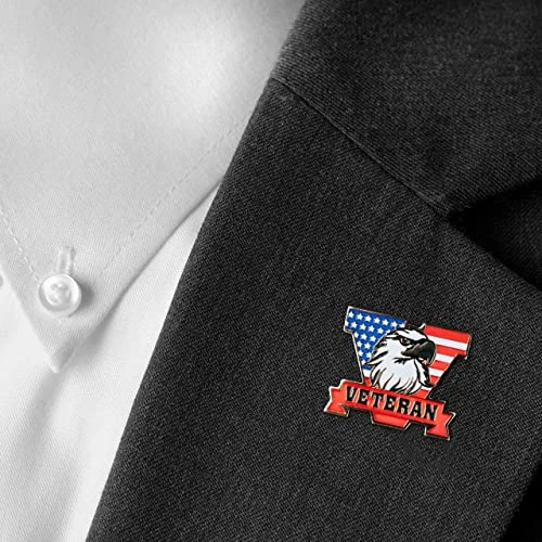 VetFriends.com Hat/Lapel Pin With American Flag Veteran V (Brass, 1" X 1.5") 2 VetFriends.com Hat/Lapel Pin With American Flag Veteran V (Brass, 1" X 1.5") - Image 2