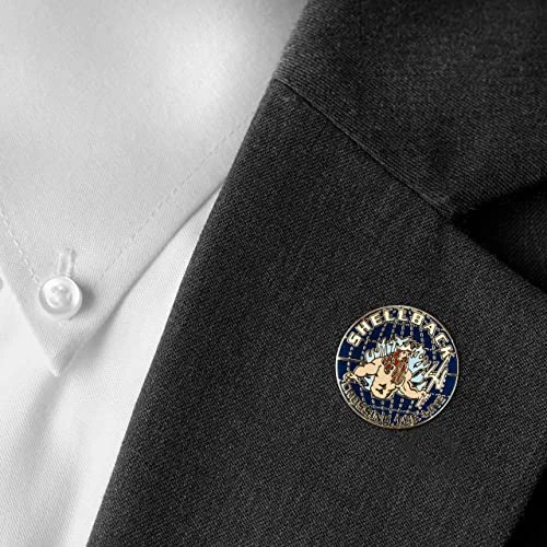 US Navy Shellback Crossing The Line Hat Lapel Pin With Neptune & Globe Graphics 2 US Navy Shellback Crossing The Line Hat Lapel Pin With Neptune & Globe Graphics - Image 2