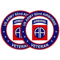 Army Veteran Circle Decal Sticker With 82nd Airborne Graphic Quantity Of (2)