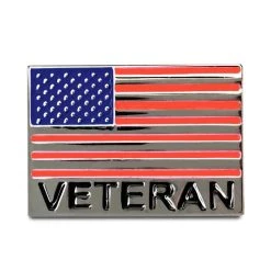 American Flag Veteran Lapel Pin Silver Red White Blue