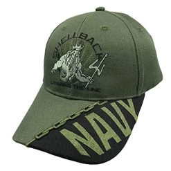 US Navy Shellback, Crossing The Line Vintage Olive Drab Baseball Cap