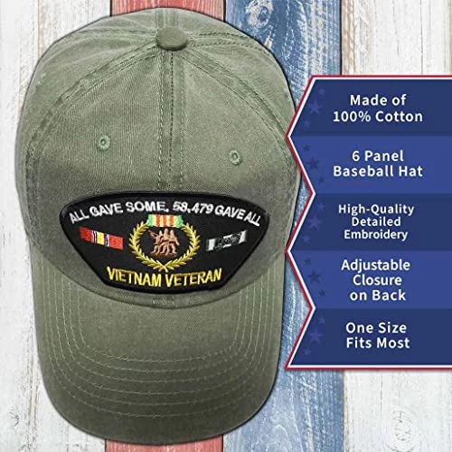 Vietnam Veteran: All Gave Some, 58,479 Gave All - Vintage Olive Drab Hat 4 Vietnam Veteran: All Gave Some, 58,479 Gave All - Vintage Olive Drab Hat - Image 4
