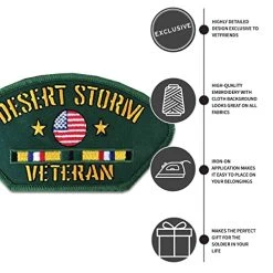 Desert Storm Veteran Patch With Ribbons And US Flag Graphics Licensed Military Apparel Patriotic Products Gifts For Veterans Families And Retired VetFriends.com -Bruce Store 51VAqFs00ML