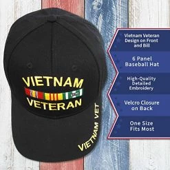 Vietnam Veterans Hat Military Service Ribbons Black 6-Panel Cap Embroidery US Viet NAM War Hat Vietnam Veterans Day Gift For Men VetFriends -Bruce Store 51VqFn2Y6OL