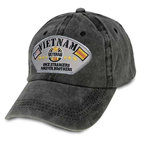 Vietnam Veteran Hat With Once Strangers Forever Brothers - Vintage Gray 1 Vietnam Veteran Hat With Once Strangers Forever Brothers - Vintage Gray