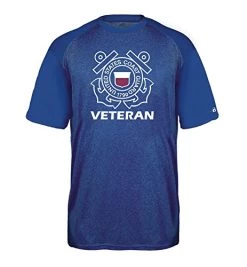 US Coast Guard Veteran Performance T-Shirt With Anchor Logo - Officially Licensed (Large, Royal Blue)
